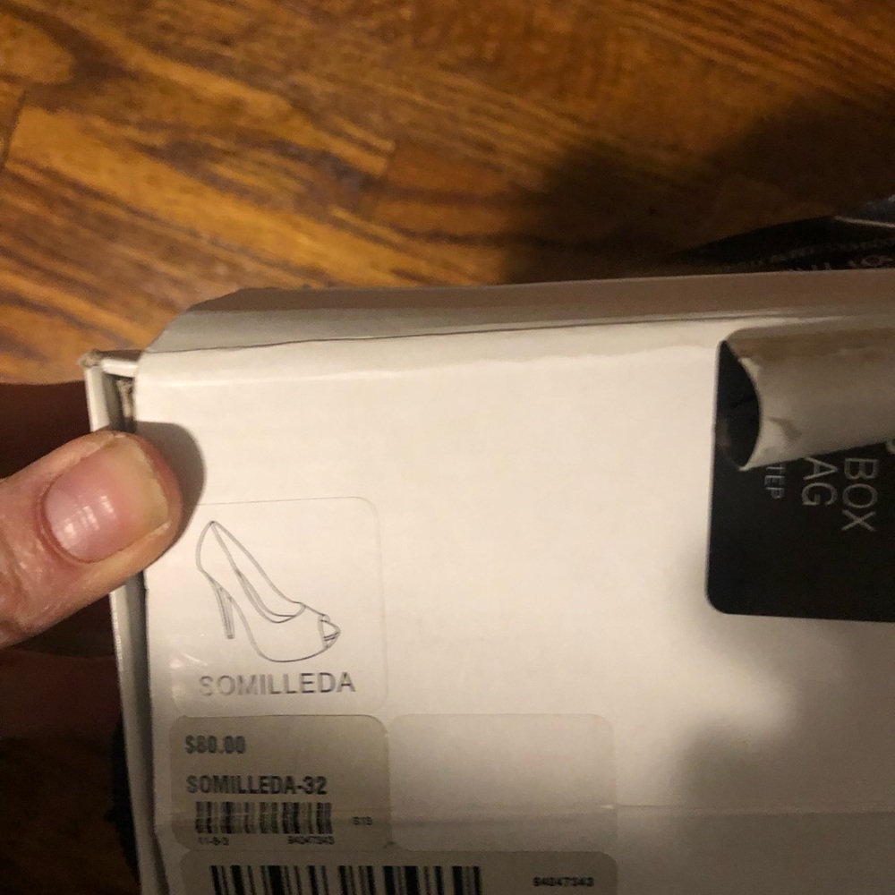 Ladies nude open toe patent stiletto heels - Picture 5 of 5